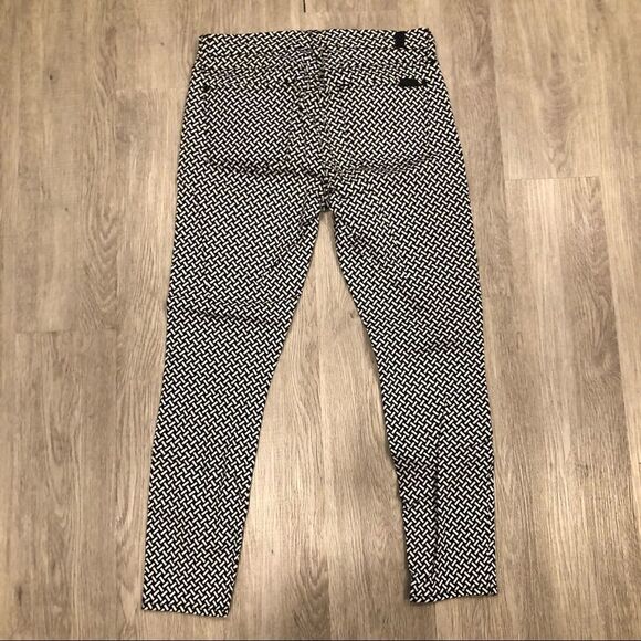 7FAM 7 For All Mankind Cropped Gwenevere Black & White Skinny Jeans Size 27 - Picture 6 of 8